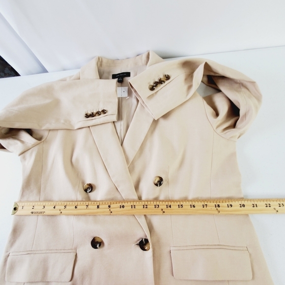 Ann Taylor Double-Breasted Blazer 12 Tall Herringbone Linen Blend Jacket NEW - Picture 9 of 14